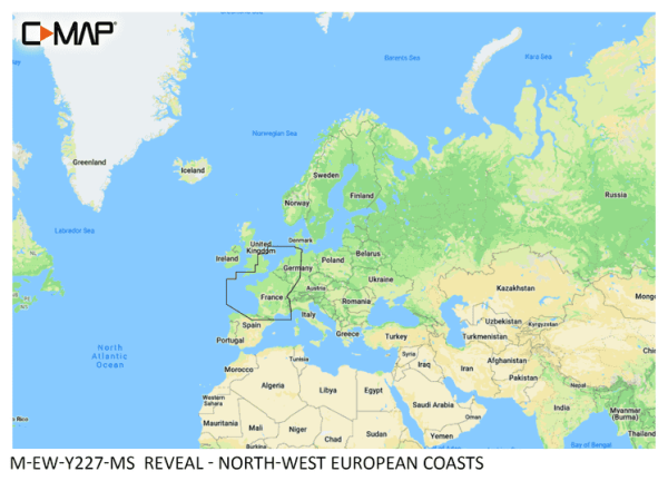 C-MAP REVEAL: M-EW-Y227-MS North-West European Coasts
