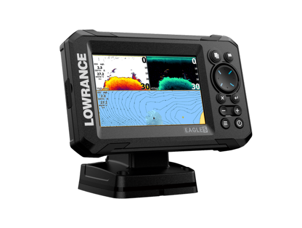 Lowrance Eagle-5 No Transducer ROW: 5" IPS screen, Worldwide basemap chart.