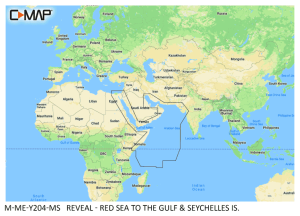 C-MAP REVEAL: M-ME-Y204-MS Red Sea to The Gulf & Seychelles Islands