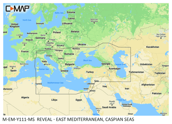 C-MAP REVEAL: M-EM-Y111-MS East Mediterranean, Caspian Seas