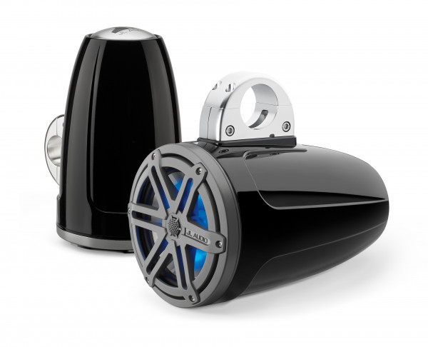 JL Audio Marine MX 7.7" (196mm) Tower Coaxial Speakers w/ LED Satin Titanium Black Sport Grills
