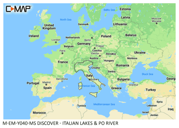 C-Map DISCOVER: M-EM-Y040-MS Italian Lakes & Po River