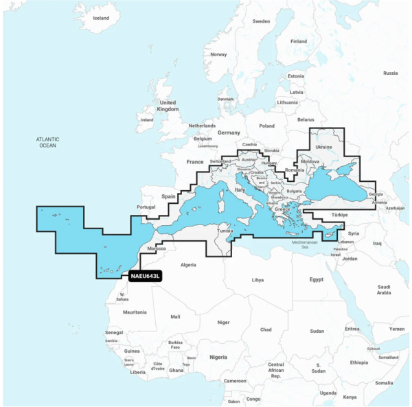 Navionics+ Seekarte: NAEU643L Mittelmeer & Schwarzes Meer (Large)