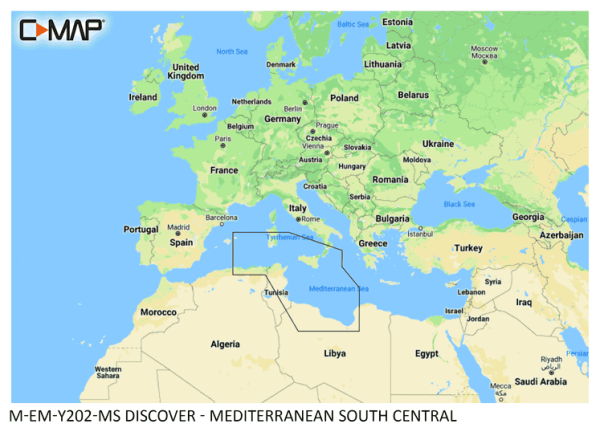 C-Map DISCOVER: M-EM-Y202-MS Mediterranean South Central