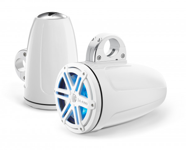 JL Audio Marine MX 7.7" (196mm) Tower Coaxial Speakers w/ LED White Sport Grills