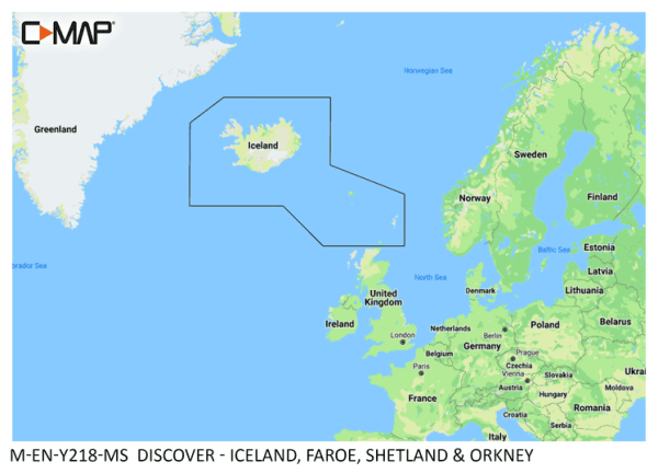 C-Map DISCOVER: M-EN-Y218-MS Iceland, Faroe, Shetland & Orkney Islands
